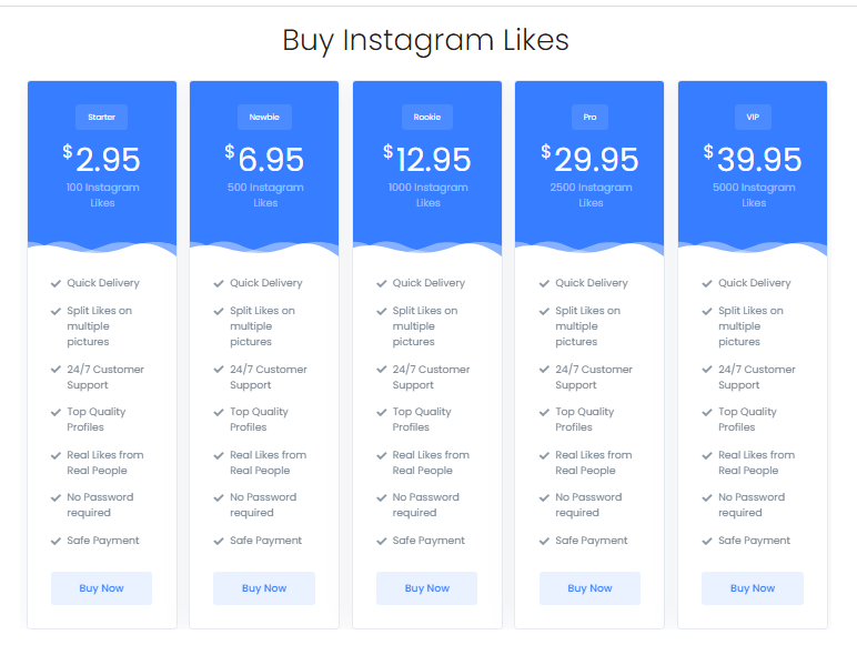 screenshot of instapromote likes services